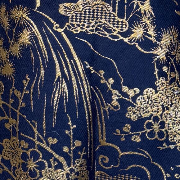 Anthropologie Eva Franco Dress Womens 2 Blue Gold Floral ShangriLa Kora Jacquard - Picture 6 of 9